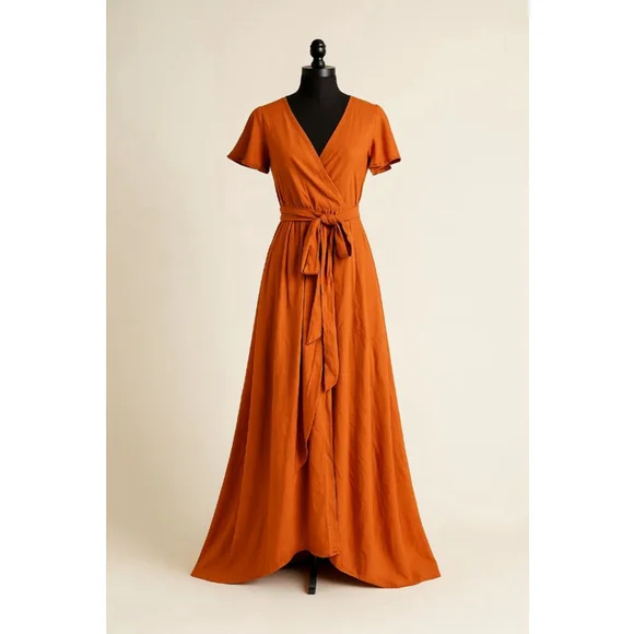 Lavetir Burnt Orange Maxi Dress Size 8 - Picture 3 of 11